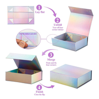 Boîte à cosmétiques en papier avec couvercle magnétique pliable en argent laser, design luxueux personnalisé, nouveau design, emballage cadeau