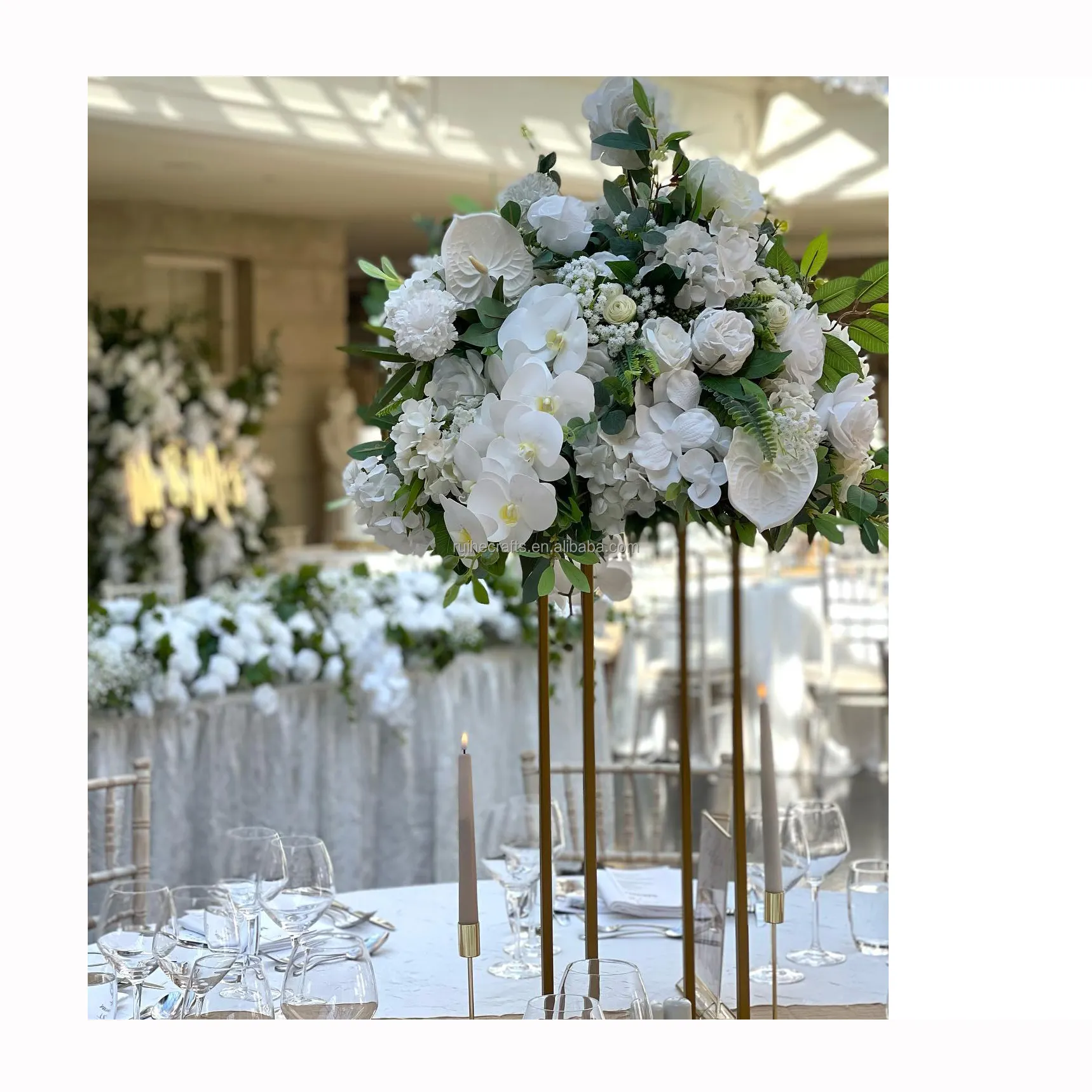 Wedding Table Decor Floral Arrangement Silk Flowers Ball Centerpiece Peony Orchid Artificial Bridal Flower Bouquet