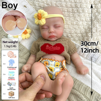 Poupées Reborn en Silicone Doux au Toucher de 12 Pouces, Poids Personnalisé, Design Réaliste, Compagnon Réaliste pour Personnes Âgées et Enfants, Cadeau de Fêtes
