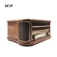 Plateau tournant en bois et vinyle, style rétro, lecteur d'enregistrement BT, avec haut-parleurs stéréo
