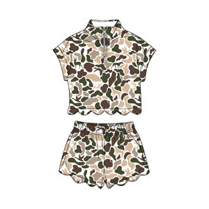 GSSO3566 Conjunto Casual de Manga Corta con Estampado de Camuflaje Marrón para Niñas Pequeñas, Venta al por Mayor de Conjuntos Infantiles - Product Image 6