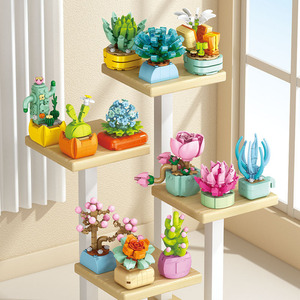 Jouets de construction à petites particules, blocs à assembler, fleurs, plantes, décorations <span class=keywords><strong>en</strong></span> <span class=keywords><strong>pot</strong></span>, jouets de puzzle pour enfants - Product Image 2