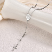 Mode En Acier Inoxydable Catholique Chapelet Collier Plaqué Or Perle Jésus Crucifix Croix Vierge Marie Christian Bijoux pour Femmes
