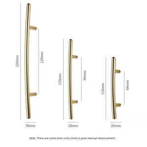 Poignées de meuble modernes en or poli, en Zamak massif, extrémité arrondie, barre en T, pour tiroirs, armoires, cuisines, commodes, quincaillerie de meubles - Product Image 2