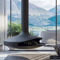 PANSEE Flying Saucer 600-1200mm – Cheminée moderne en métal à bois, chauffage décoratif autoportant, garantie 5 ans pour salon