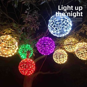 Luz LED Esférica de Mimbre para Exteriores, 220V 24V, Multicolor, con Diseño de Esfera, para Decoración de Calles, Jardines, Navidad y Festivales - Product Image 1