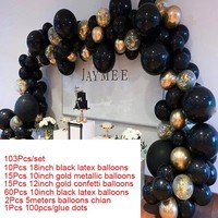 Kit d'arche de ballons ronds imprimés en latex noir durable, 103 pièces, 12'' 10'', décorations pour baby shower, anniversaire, mariage, Saint-Valentin ML