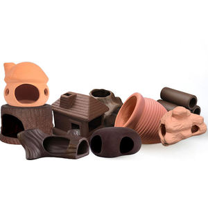 水槽用装飾陶器、景観用紫粘土鉢、水槽用穴あき装飾 - Product Image 1