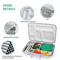 Boîte à lunch bento Aohea de haute qualité en acier inoxydable 304 pour enfants et adultes, idéale pour l'école et le bureau