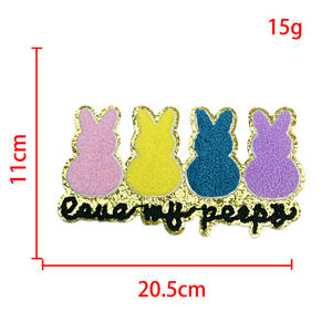 Parches de Lentejuelas Brillantes con Patrones de Dibujos Animados Coloridos, Parches de Chenilla Termoadhesivos Personalizados con Diseño de Conejo de Pascua - Product Image 4