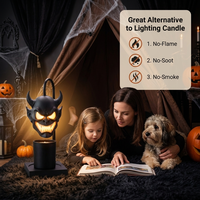 Lampe chauffe-cire sans flamme, motif visage de démon d'Halloween, sans danger pour les enfants et les animaux, avec minuterie 2-8h, veilleuse décorative