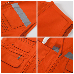 Polyester Cotton Làm Việc Vest & Áo Ghi Lê Unisex Thoải Mái Làm Việc Vest Đa Túi Với Dải Phản Quang Đồng Phục - Product Image 4