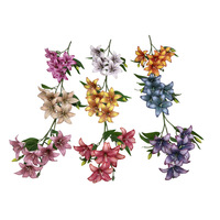 Herbstfarbene 5-köpfige Lilien, Künstliche Blumen für Heim- und Restaurant-Dekoration, Hochzeits- und Verlobungs-Kunstblumen