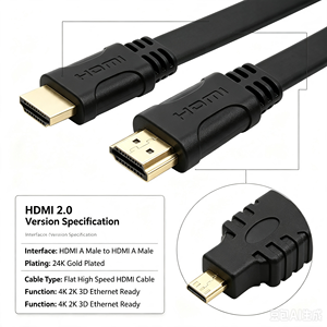 Cavo <span class=keywords><strong>HDMI</strong></span> 2.0 piatto ad alta velocità 18Gbps 4K 60Hz con supporto Ethernet e rivestimento in PVC per HDTV e proiettori - Prezzo all'ingrosso - Product Image 1