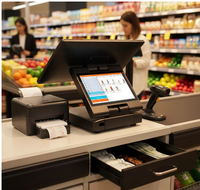 Caisse enregistreuse Android avec écran tactile Full HD de 15,6 pouces, imprimante thermique et lecteur de cartes MSR en option pour les commerces de détail