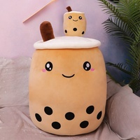 En gros, Coussin en peluche mignon et doux en forme de tasse de Bubble Tea, motif fraise, design anime, OEM