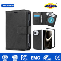Casing Ponsel Dompet Magnetik untuk iPhone Duo, Kompatibel dengan Pengisian Daya Nirkabel, Tahan Banting, Penutup Lipat Kulit PU, Sudut Berbantalan Udara