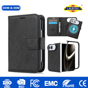 Funda Cartera Doble para iPhone OEM ODM, Cubierta Plegable de Cuero PU con Bloqueo RFID y Carga Magnética, 360 °   Resistente a Caídas y Antiarañazos - Product Image 1
