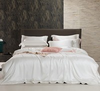 Parure de lit en soie de mûrier 100% pure, qualité supérieure, avec housse de couette et taies d'oreiller en soie, broderie, grade 6A, taille King Queen