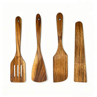 Offre Spéciale : Ensemble de 4 Spatules en Bois Non Toxiques – Ustensiles de Cuisine Chinois avec Spatules Plates pour la Cuisine