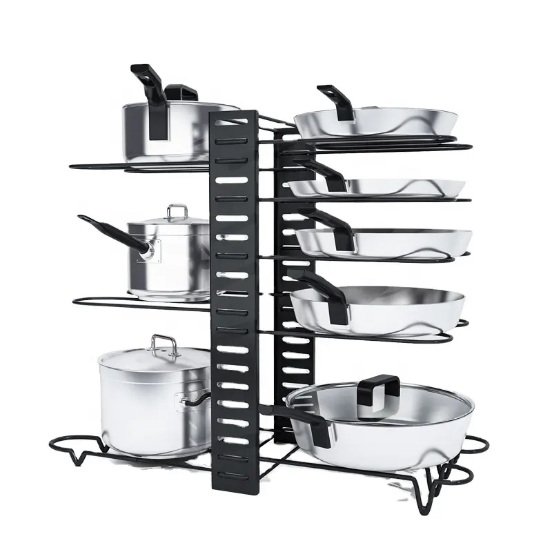 Home Standing Type Adjustable Kitchen Organizer Pan Rack