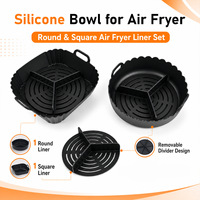 Insert de séparation pour friteuse à air en silicone de qualité alimentaire, rond/carré, résistant à la chaleur, antiadhésif, réutilisable pour la cuisine