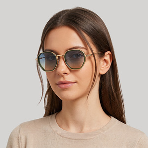 European And American Style Polygonal <b>Sunglasses</b> For Men Black Frame PC Lens UV400 Protection Type 3 Sunshades - Product Image 2