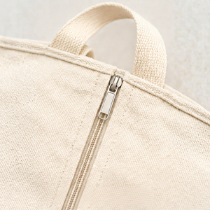 Custom logo Premium Tote Skirt Suit 100% Cotton Canvas Garment Bag Pockets Ribbon Handle Zipper Closure Foldable Reusable - Product Image 5