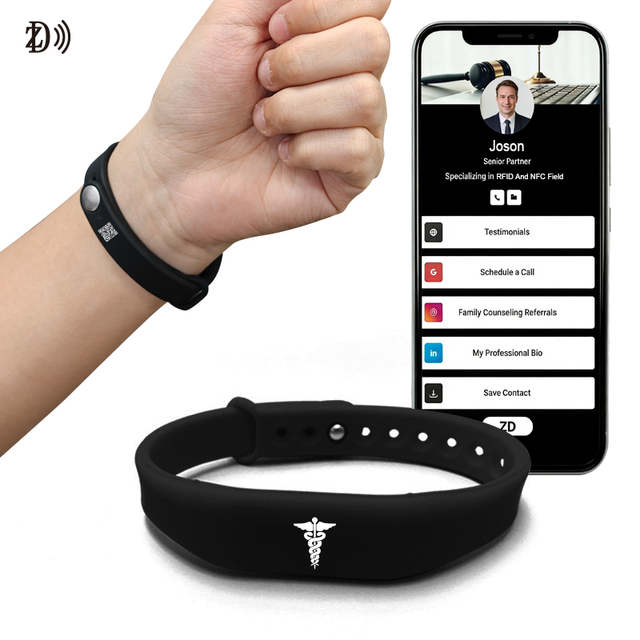 Social Media Share Custom Smart Silicone Wristband 13.56Mhz RFID NFC Bracelet with Rewritable Key for Security