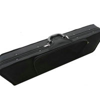 Étui rigide de protection pour violon 4/4, style carré, avec logo personnalisé, noir, avec poignée
