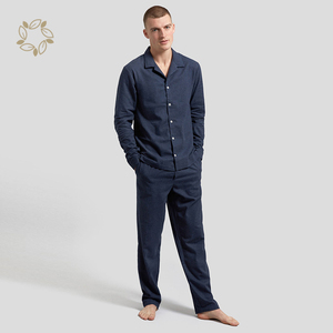 طقم بيجامة رجالي من القطن العضوي المستدام، بيجامة رجالية صديقة للبيئة من الفلانيل، ملابس رجالية - Product Image 1