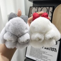 Vente en gros Nouvelle mode Haute qualité Mignon Doux Animal Lapin Porte-clés Peluche Jouet 12cm Vrai lapin Rex en fourrure Pendentif Lapin Cadeau d'hiver