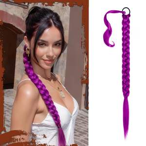 วิกผมไหมถักเปียแบบต่อผมสำเร็จรูปสีม่วงสไตล์มิส สำหรับผู้หญิง - Product Image 1