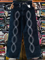 Nouveau Jean Femme Imprimé Streetwear Taille Mi-Haute à Paillettes Coupe Droite Polyvalent Toutes Saisons pour la Vente en Gros