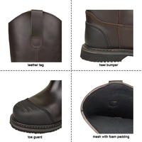 Sepatu Keselamatan Kerja Pabrik Fungsional dengan Pelindung Baja di Ujung & Sol Tengah, Anti-selip, Kulit Goodyear Welt, Sepatu Tinggi, Alas Kaki Kerja untuk Pertambangan dan Perminyakanan