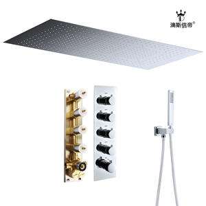 Ensemble de douche en acier inoxydable dissimulé avec pomme de douche thermostatique à effet pluie pour la maison ou l'appartement, douche de baignoire à baldaquin - Product Image 5