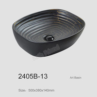 Lavabo de salle à manger ou de salle de bain moderne noir brillant style ferme, à poser sans perçage, avec robinet, en céramique rectangulaire, facile à nettoyer, 12L