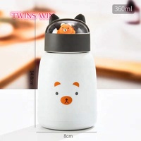 Animaux de dessin animé tasse mignonne belle tasse de cadeau d'étudiant portable en double verre tasse
