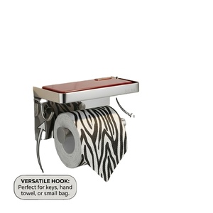Porte-papier toilette mural avec plateau pour téléphone et crochet, distributeur de papier hygiénique moderne en acier inoxydable 304 pour salle de bain - Product Image 1