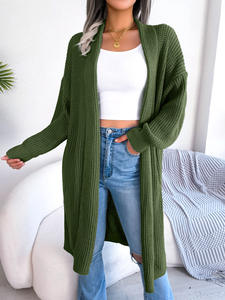 Women's Sweaters Knitted <b>Cardigan</b> Casual Ribbed Hew Cashmere Sweater With Pocket Sweater Fashion - Product Image 5