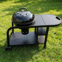 Barbecue au charbon de bois de la série Deluxe Garden avec poignée ergonomique et crochets pour accessoires pour patio, barbecue d'été