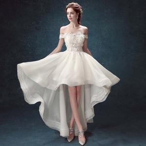 S335 Wedding Gown Bride Vestido De Noiva White Backless Lace Ball Gown Bride Short Wedding <b>Dress</b> - Product Image 2