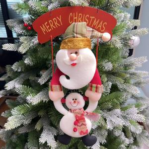 Festive Santa and Snowman with Merry Christmas Sign Hanging <b>Decor</b> Plush Christmas Tree Hanging Ornaments <b>Set</b> for Family <b>Party</b> - Product Image 4