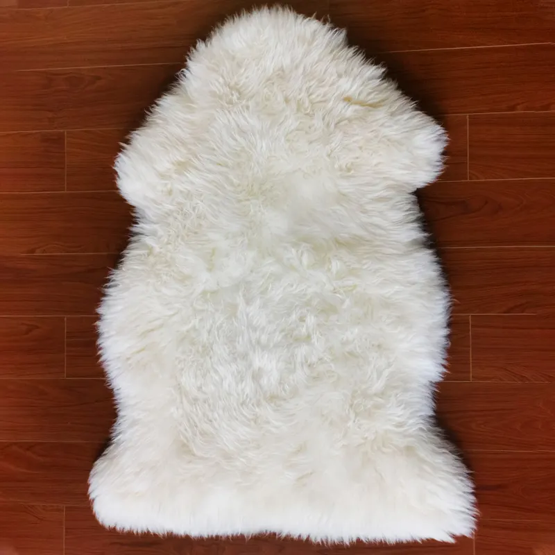 Lussuoso tappeto di lana di vera pelliccia bianca soffice morbida pelle di shearling tappeto di pelliccia di agnello mongolo pelli di pelle di pecora