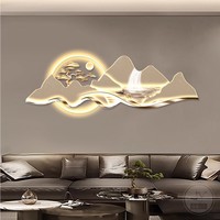 Peinture murale LED lumineuse en acrylique de style chinois moderne et luxueux, avec support écologique, pour la décoration du salon