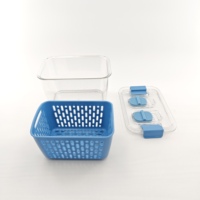 Boîte de rangement empilable en plastique pour aliments, en PET, PP et silicone, avec panier de drainage ventilé, multi-usages, OEM