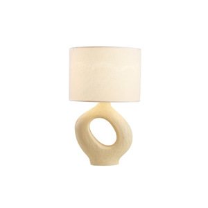 Modern Creative Simple Hotel Home Decor <strong>Bed</strong> Side Fabric Shade Ceramic White <strong>Rustic</strong> Table <strong>Lamps</strong> - Product Image 1