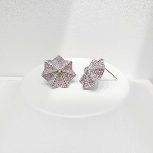 custom plata 925 pink zirconia sterling silver <b>Stud</b> <b>Earrings</b> Gold Plated <b>Crystal</b> Rhinestone Women party hypoallergenic <b>earrings</b> - Product Image 1