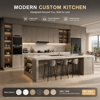 Meubles de cuisine modernes de luxe sur mesure, résistants à l'humidité et écologiques, avec grand îlot central pour maison, villa, appartement