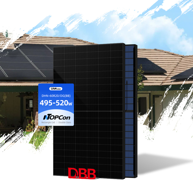 DAH Eu Stock Double Glass PV Module 495w 505w 510w 515w 520w 525w Full Black N Type 500w Solar Panel